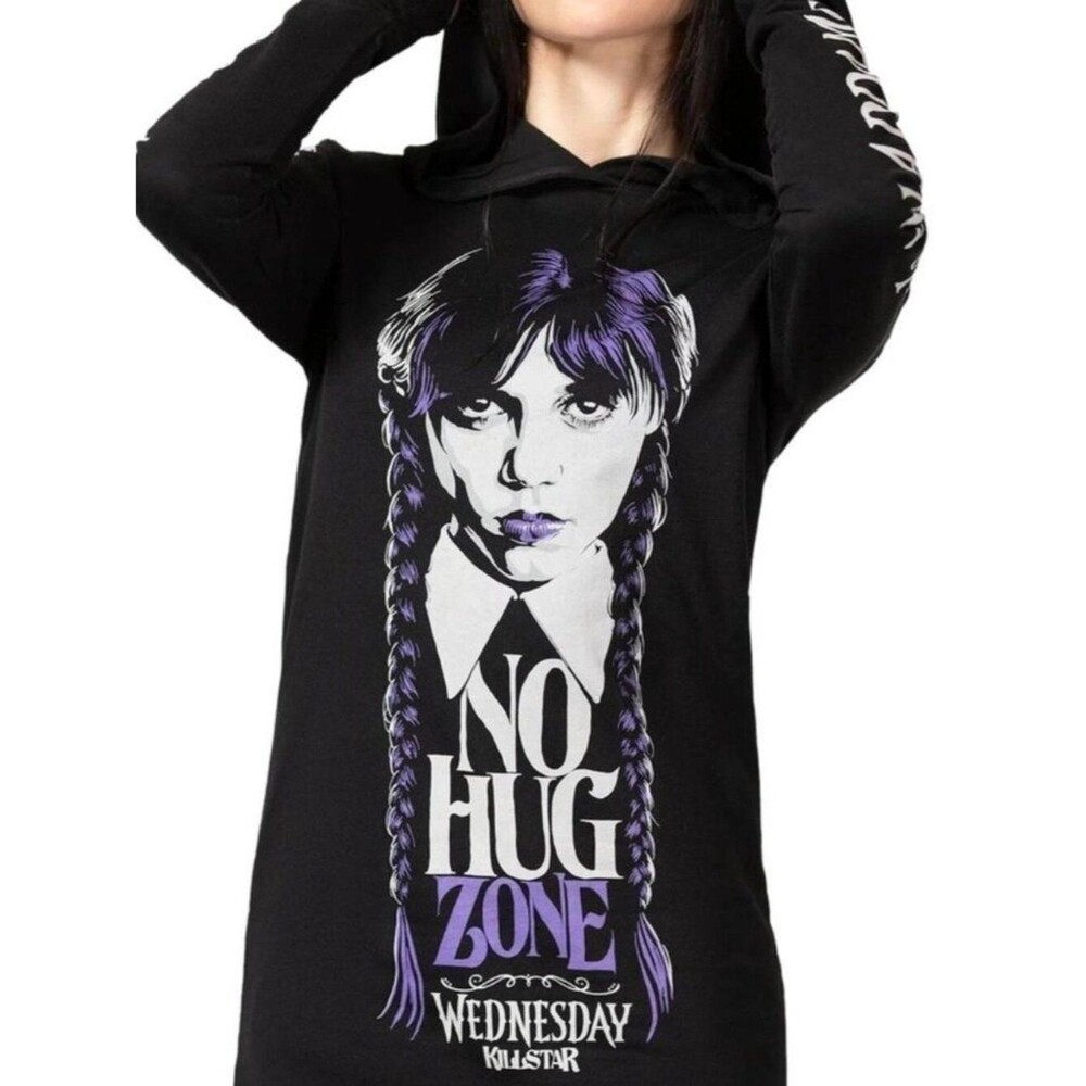New Killstar Wednesday Addams No Hug Zone black hoodie Size XL #addamsfamily #